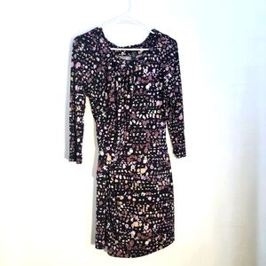 Diane Von Furstenburg Floral Print Dress - Pink and Black Size 12 Silk